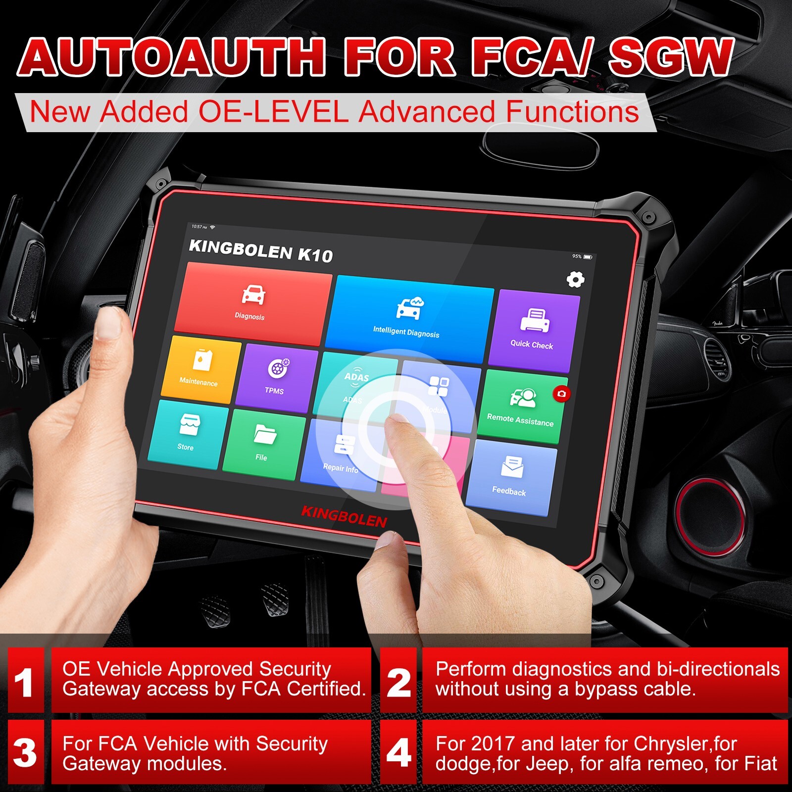 KINGBOLEN K10 10" OBD2 Scanner All System Bidirection Diagnostic Tool ECU Coding
