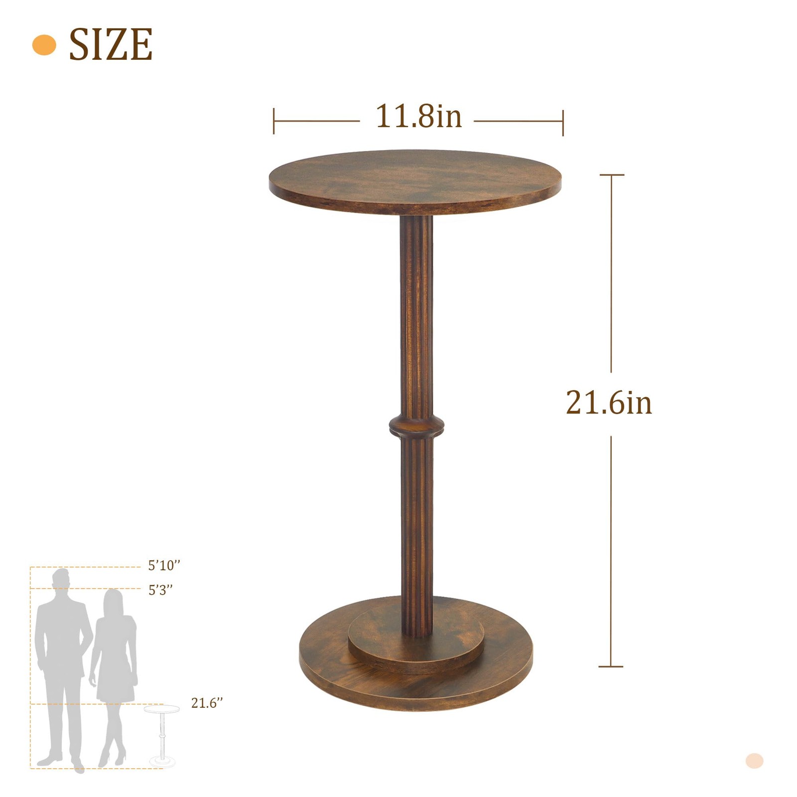 Drink Table, Small Side Table for Small Spaces, Modern Round End Table with F...