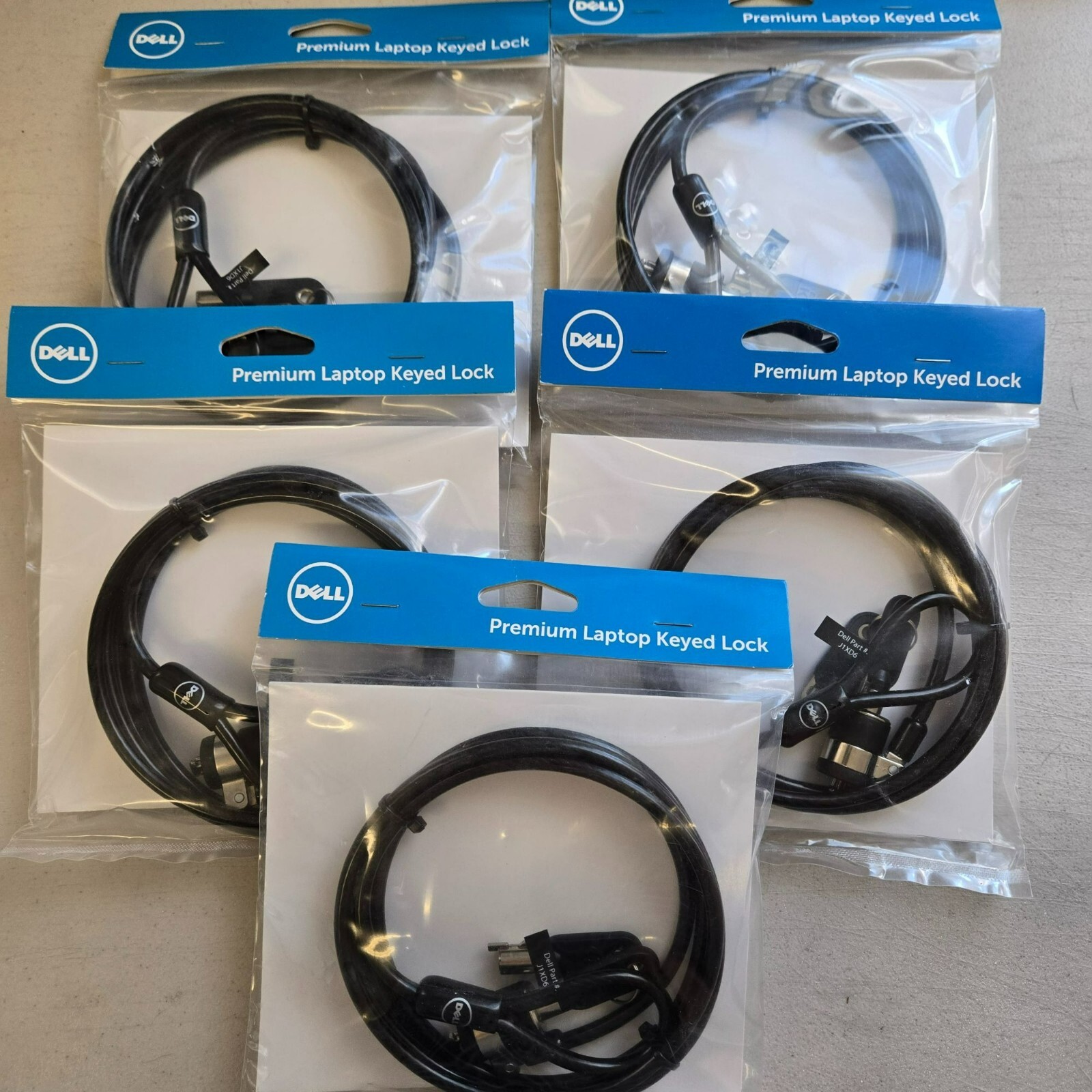 LOT 5  Genuine Dell Premium Laptop Keyed Lock 6ft High Strength Kensington J1XD6