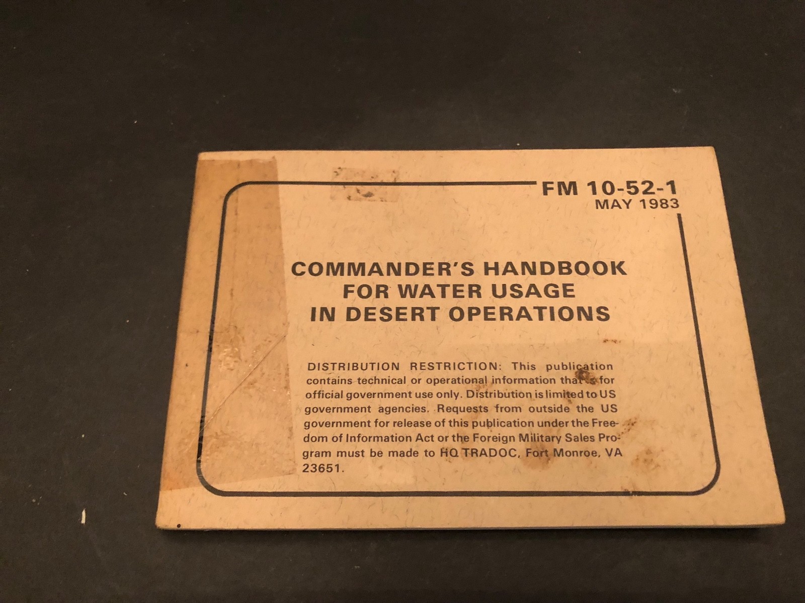 Handbook for Water Usage in Desert Operations FM 10-52-1 1983