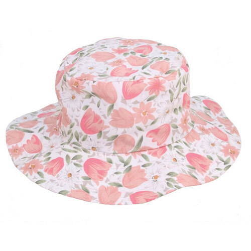 Ladies Cotton Flowery Wide Brim Sun Hat