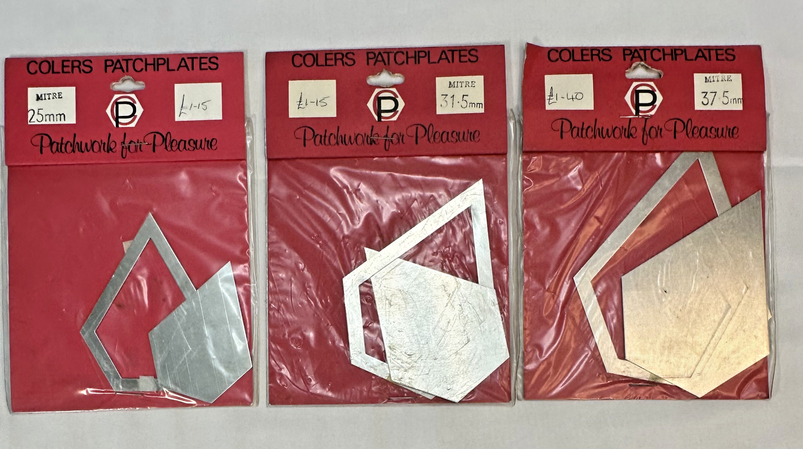 Vintage Quilter Metal Templates Mitre Lot of 3 NEW Old Stock - Colers UK