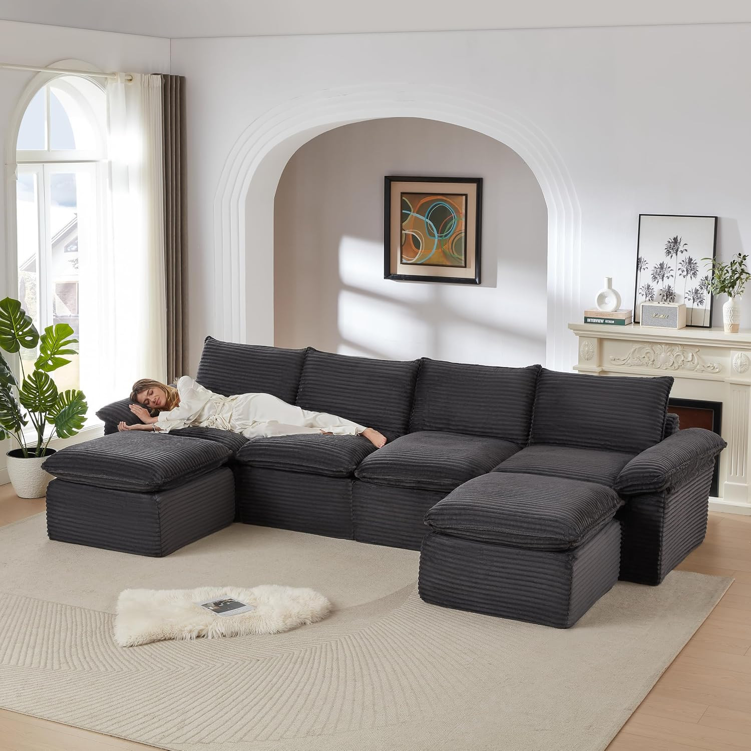 Cloud Modular Sectional Couches Boneless Sofa for Living Room, 142" Oversized U