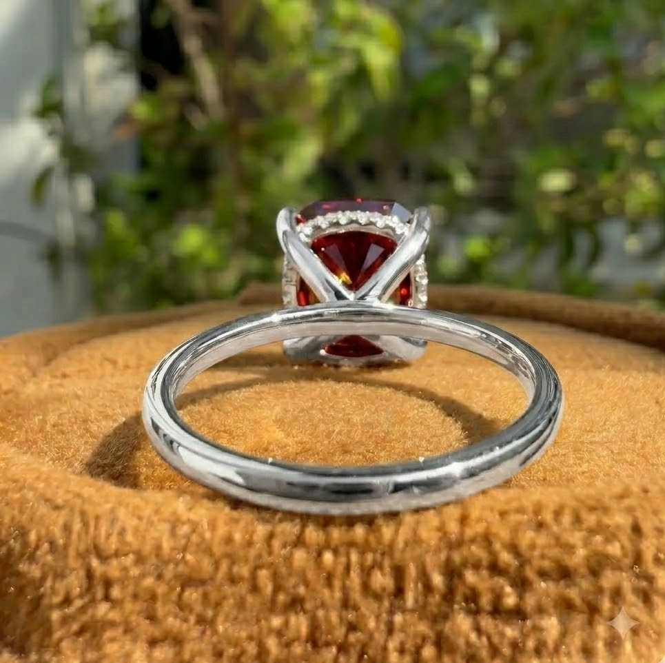 5.00 CT Certified Cushion Cut Red Diamond Ring, Tariffs FREE & Matching Studs.