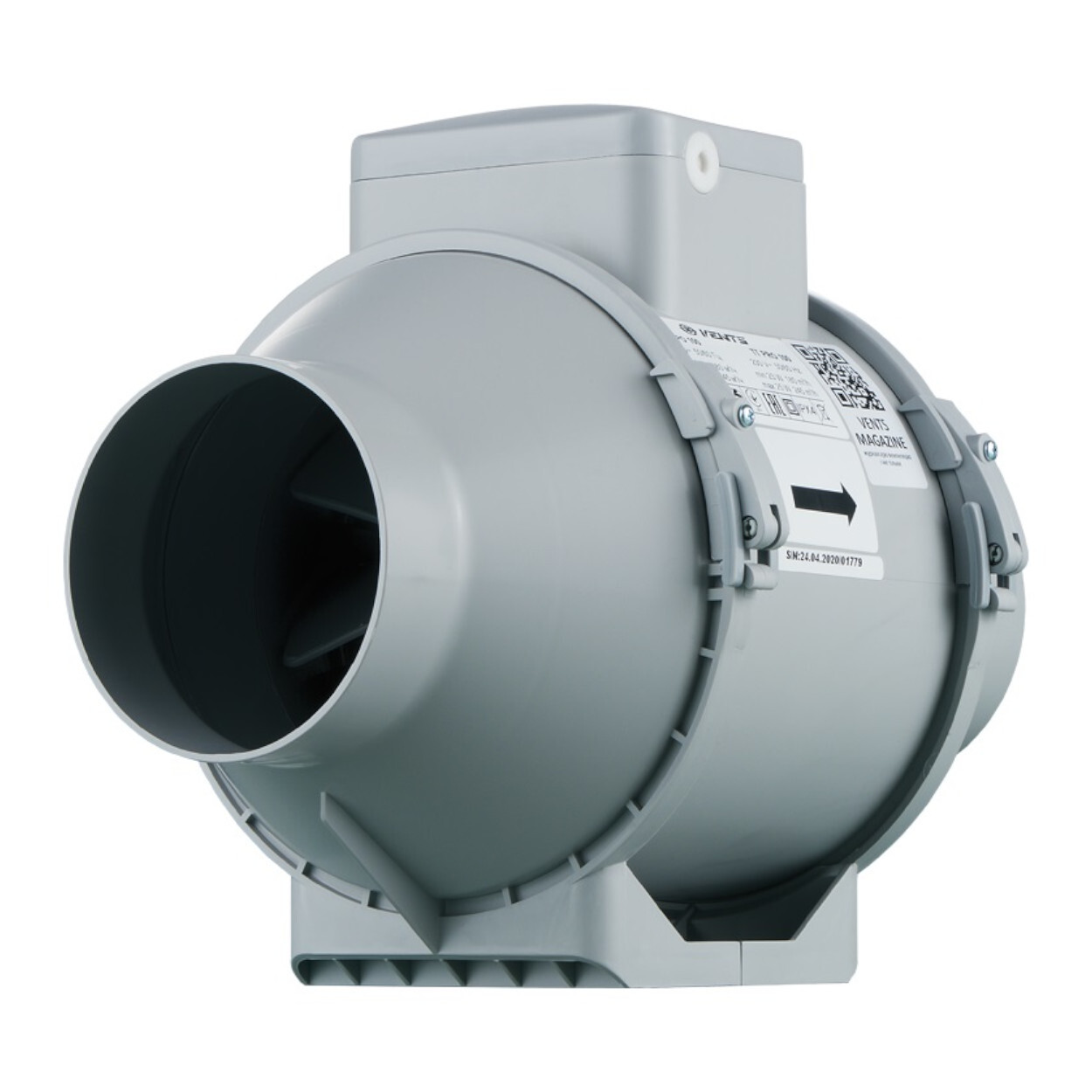 VENTS TT Pro 100 U 100 mm Duct Ventilator With Thermostat, 2-Speed, Grey
