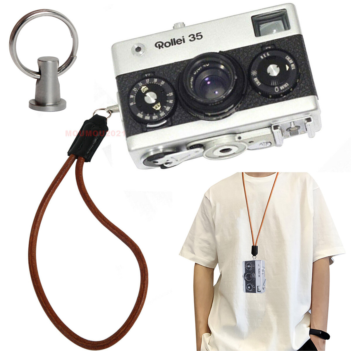Leather Neck Shoulder Strap Metal Lug For Rollei 35 Classic 35S 35TE 35SE Camera