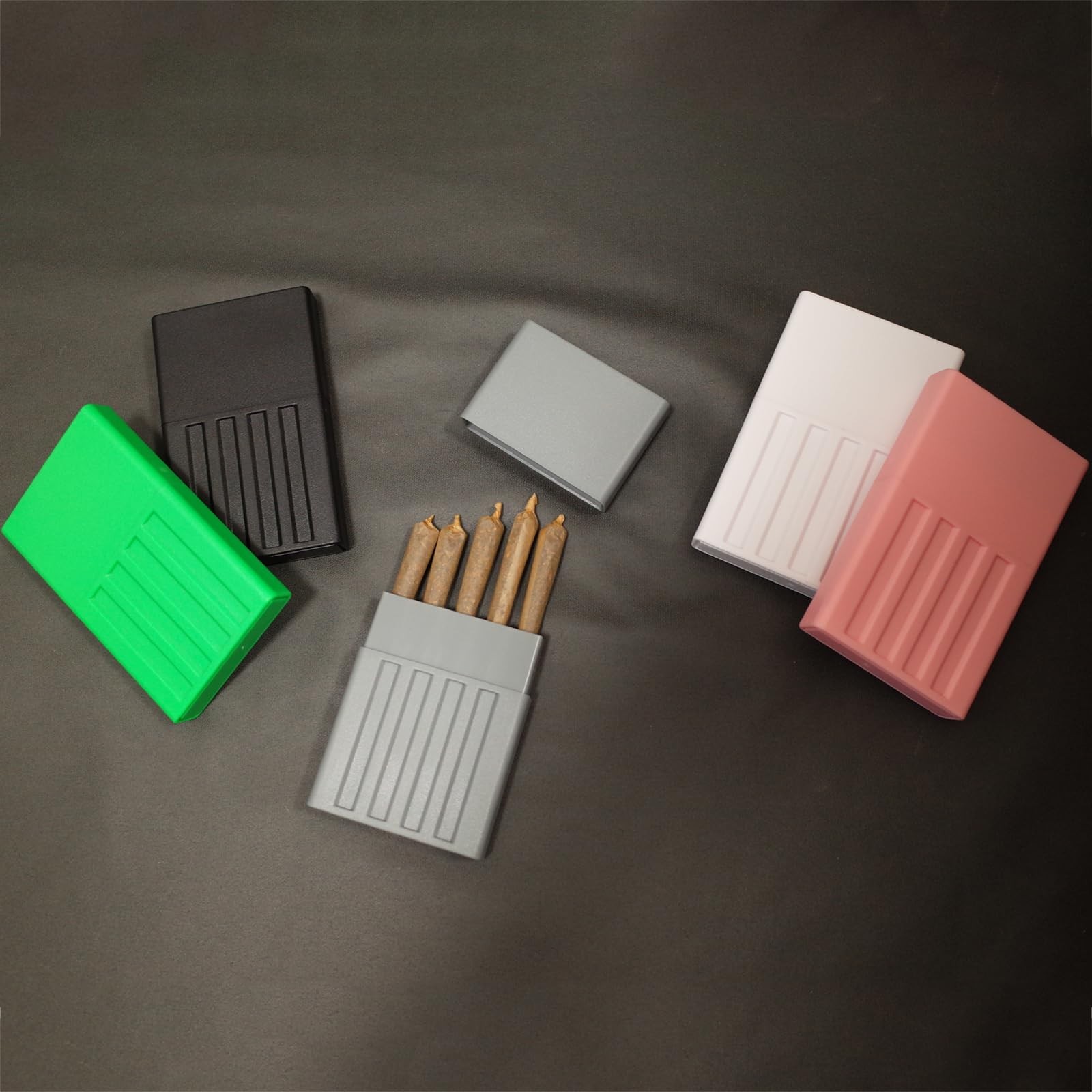 Smell Proof Cigarette Holder Case, 5 Hole Single Pre Roll Black