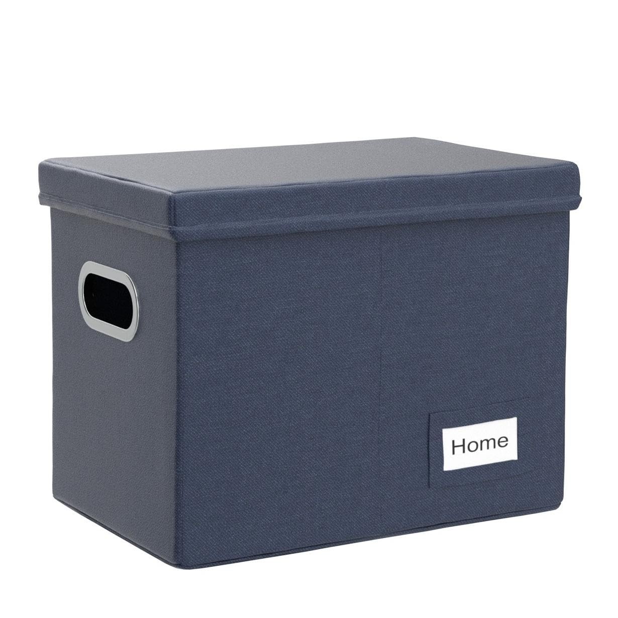 PRANDOM File Organizer Box - Set of 1 (1-pack) without folders, Navy Blue