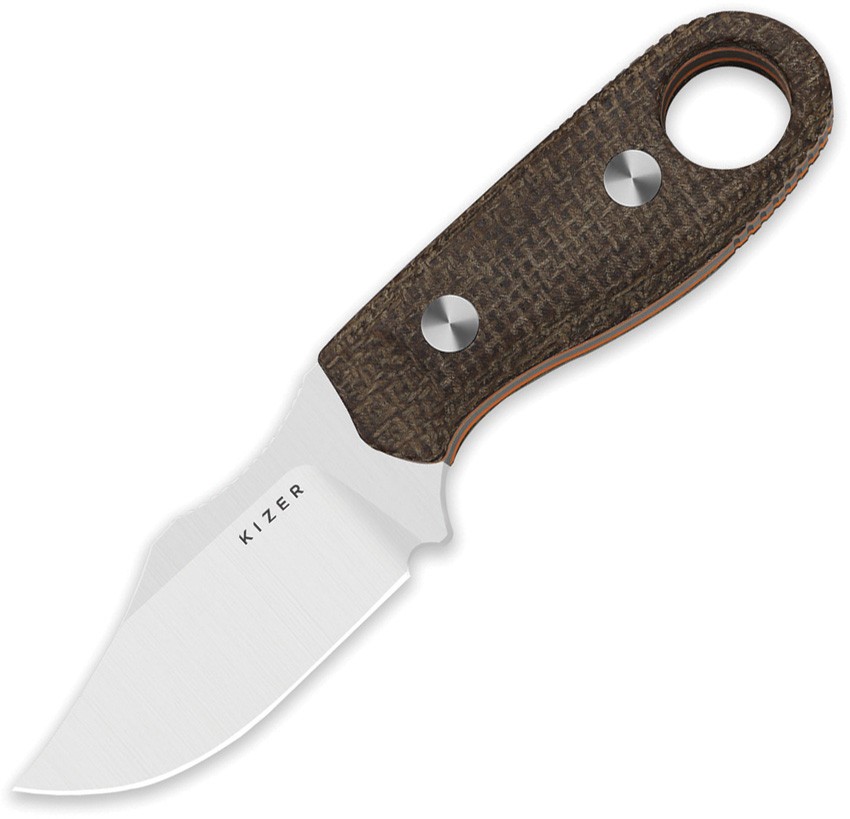 Kizer Cutlery Beaver 2 Brown Micarta AEB-L Clip Pt Fixed Blade Knife 1078A4