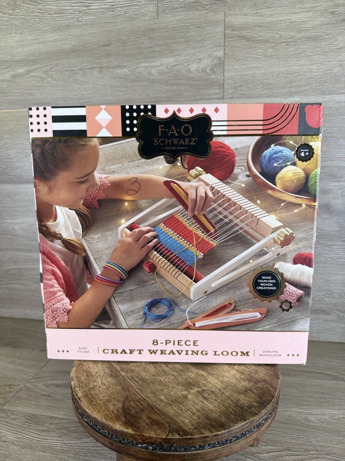 KIDS TOY CRAFT Weaving Loom FAO SCHWARZ CRAFT Genuine Wood Loom 8 Piece COMPLETE