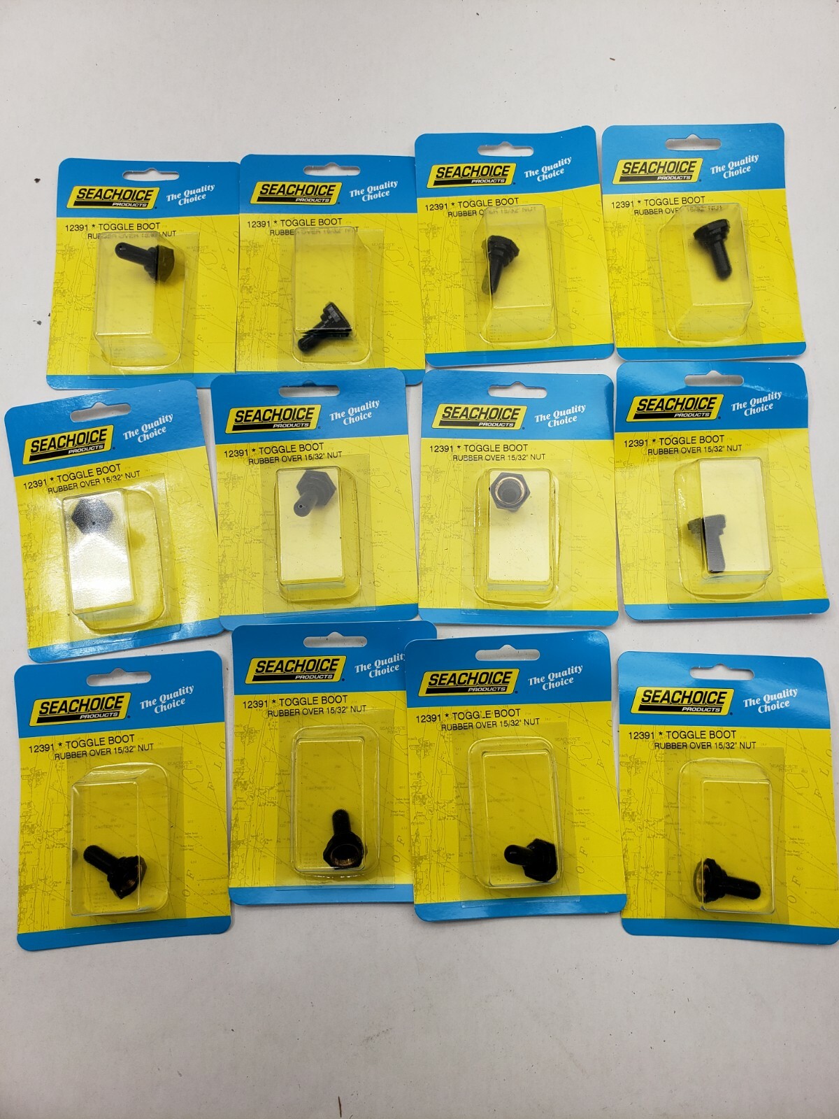 LOT OF 12 Seachoice 12391 Brass Black 12V Toggle Boot Standard Switches