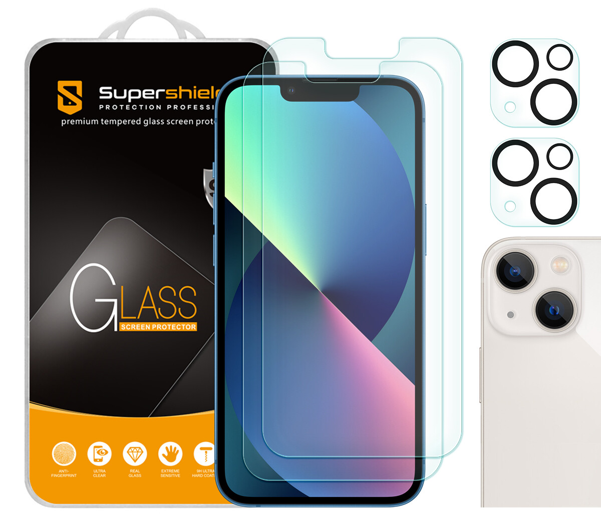 2X Anti-Glare Matte Tempered Glass Screen Protector for iPhone 13 (6.1") +Lens