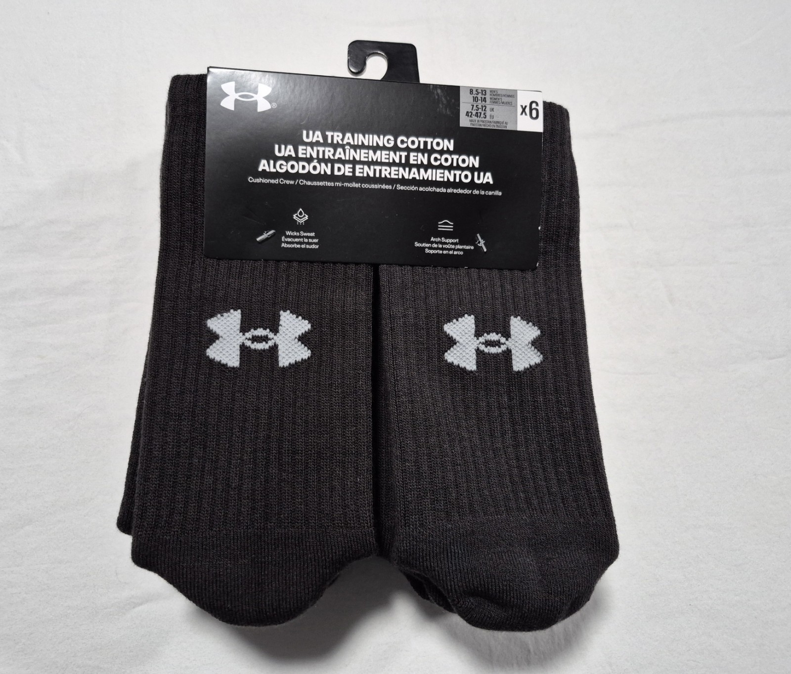 Under Armour Mens Performance Training Cotton Cushioned Crew Socks SZ 8.5-13