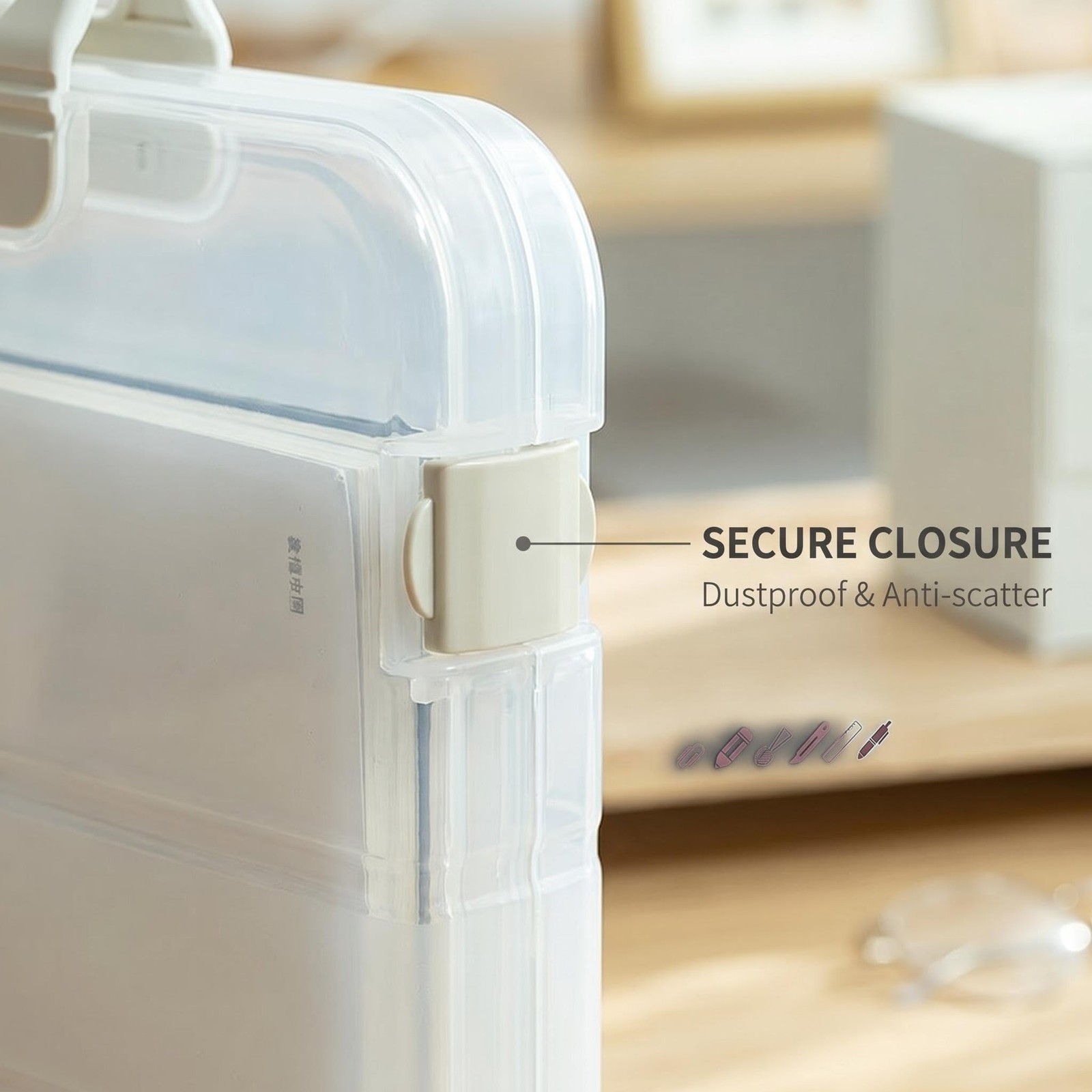 Transparent HardShell Folder A4 Plastic File Storage Box With Handle Clear