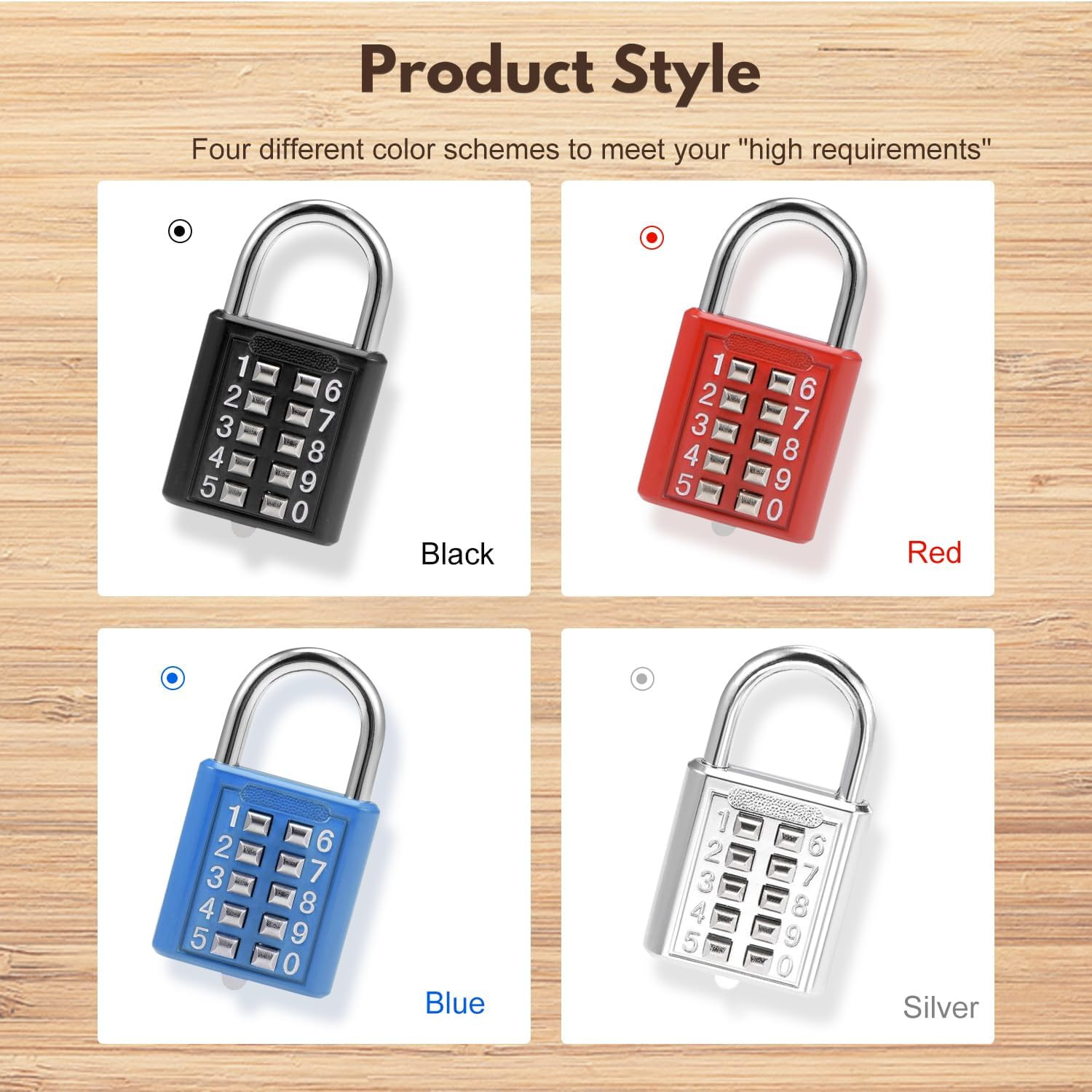 1Pcs 10-Digit Combination Padlock Push Button Lock for Locker Gym Case Drawer