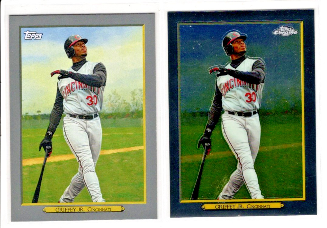 KEN GRIFFEY JR ⚾ DUAL ⚾ 2020 TOPPS & CHROME TURKEY RED #TR-15 & TRC-15 PROMINENT