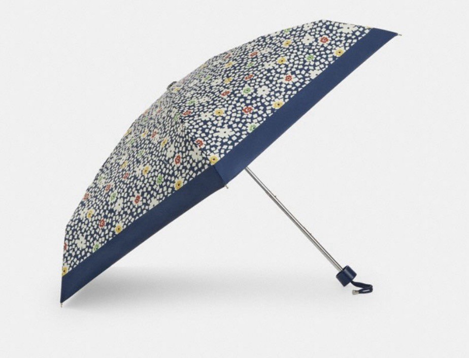 Coach UV Protection Mini Umbrella Floral Print (CBM55) - Deep Blue Multi - NWT