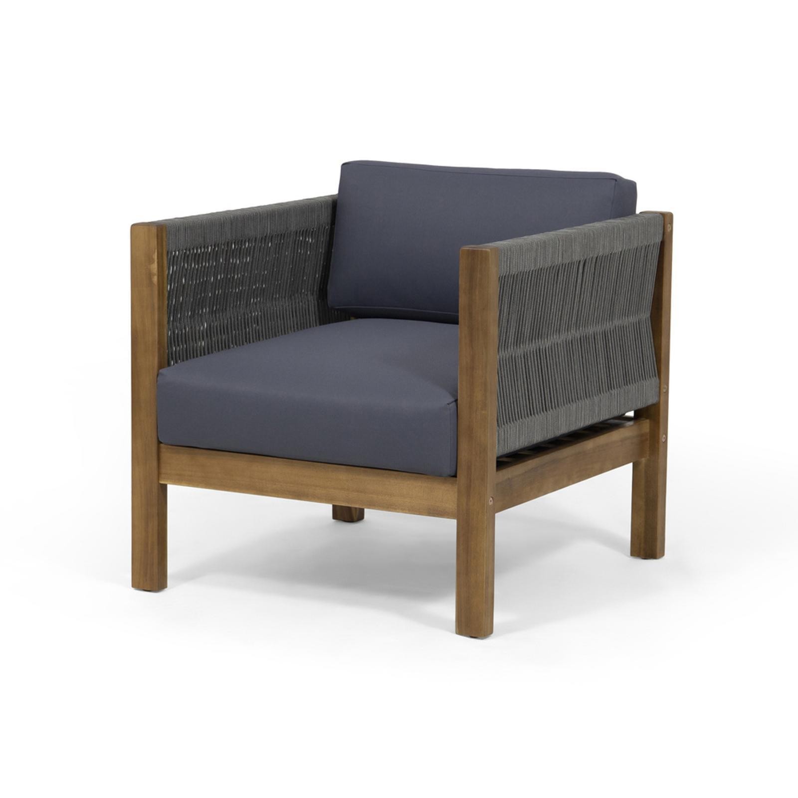 Handcrafted Club Chairs with Acacia Wood, Textured Rattan Design & Plush