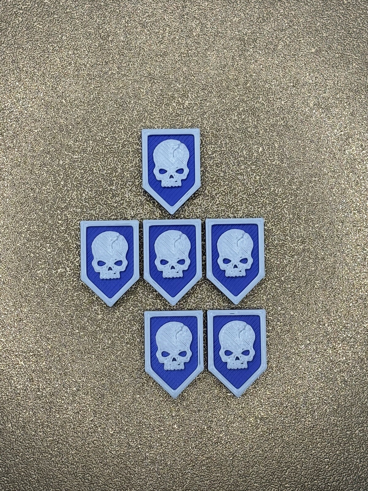 Battle Shock Tokens Markers Battleshock  X 6 Blue With White/Grey Skulls V.2