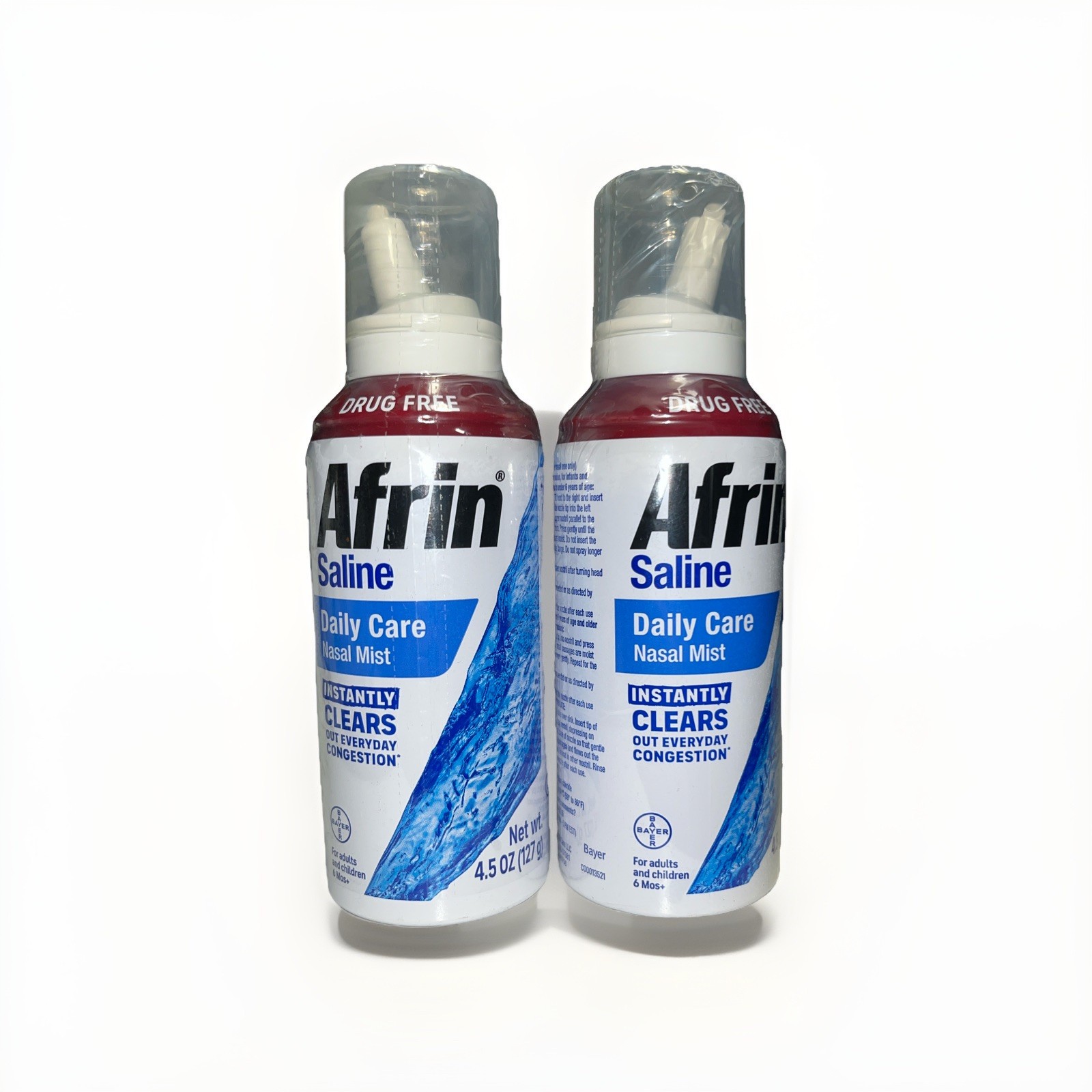 2Pk Afrin Saline Daily Care Nasal Mist 4.5oz Ea Exp: 3/26/28
