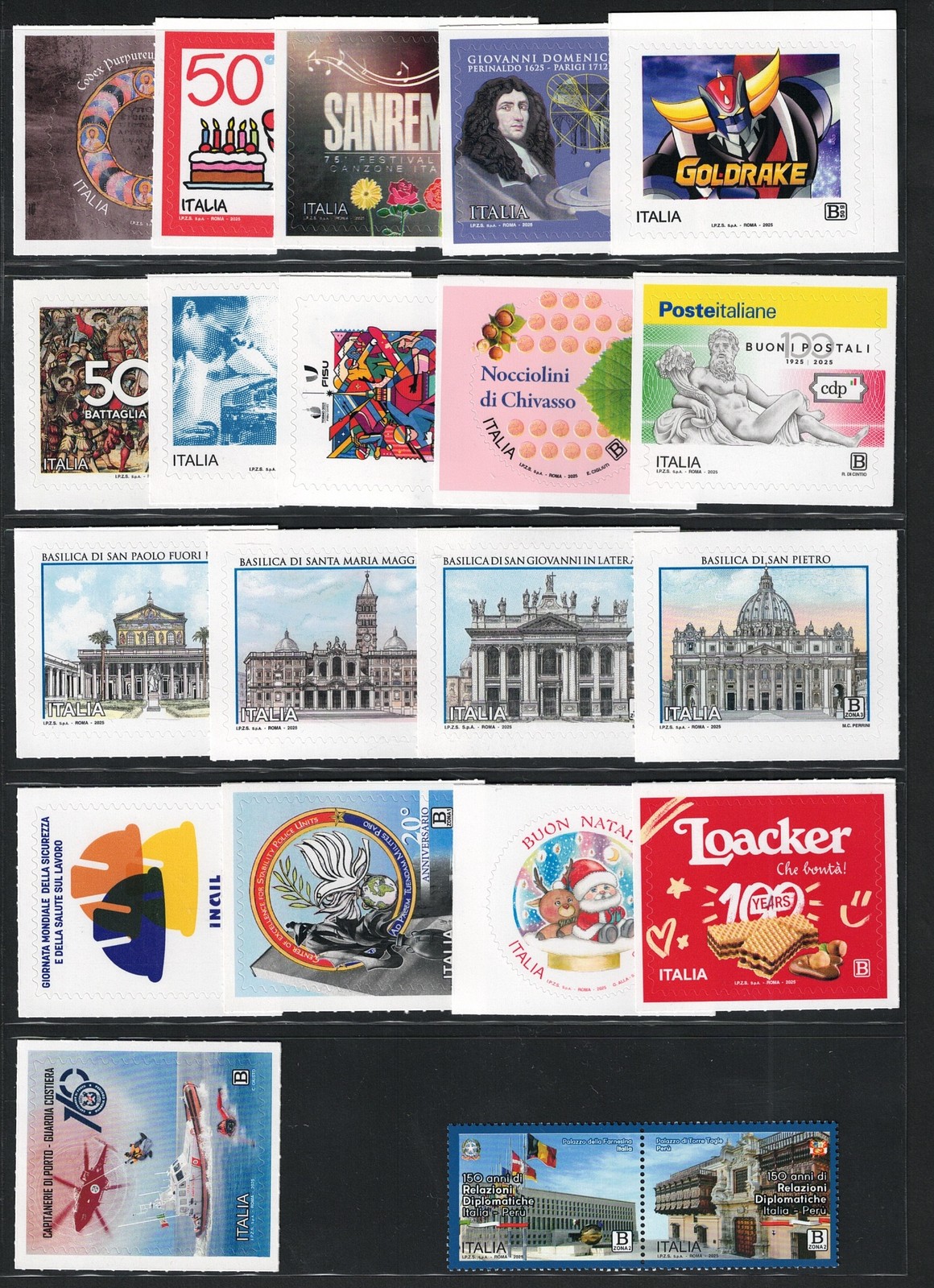 2025 Italy, Republic, Complete Year 129 Values + 5 Sheets, MNH**