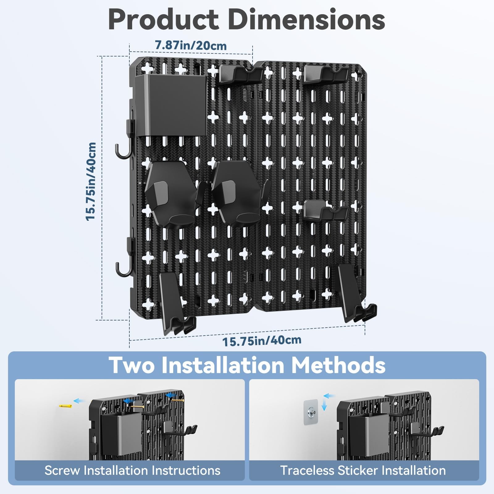 Keyboard and Display Stand Holder, Wall Mount Office Organization Pegboard Co...