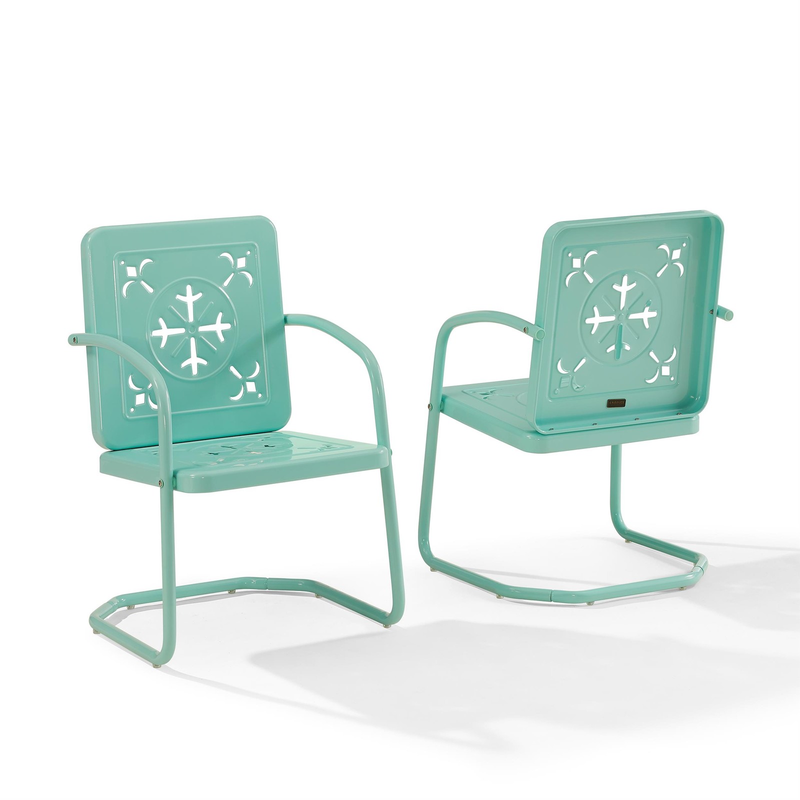Crosley Furniture Azalea 2-Piece Retro Outdoor Chair Set in Aqua Gloss
