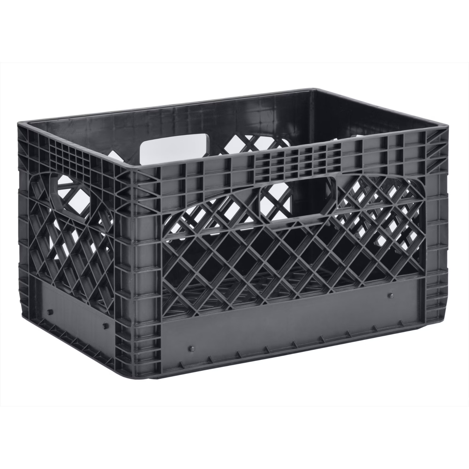 PLASTIC Milk Crate Heavy Duty Storage Bin Stackable 24QT Black