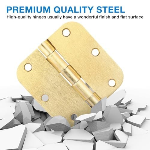 12 Pack Brass Interior Door Hinges 3.5" x 3.5" 5/8 Radius
