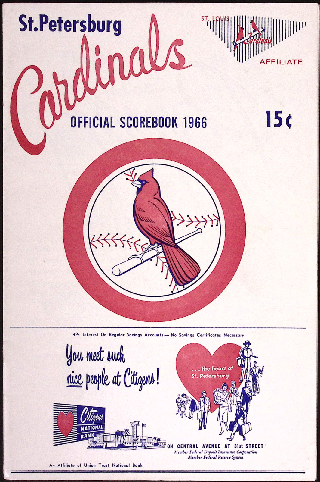 1966 St Petersburg Cardinals Class A FL Baseball Scorebook Jerry DaVanon