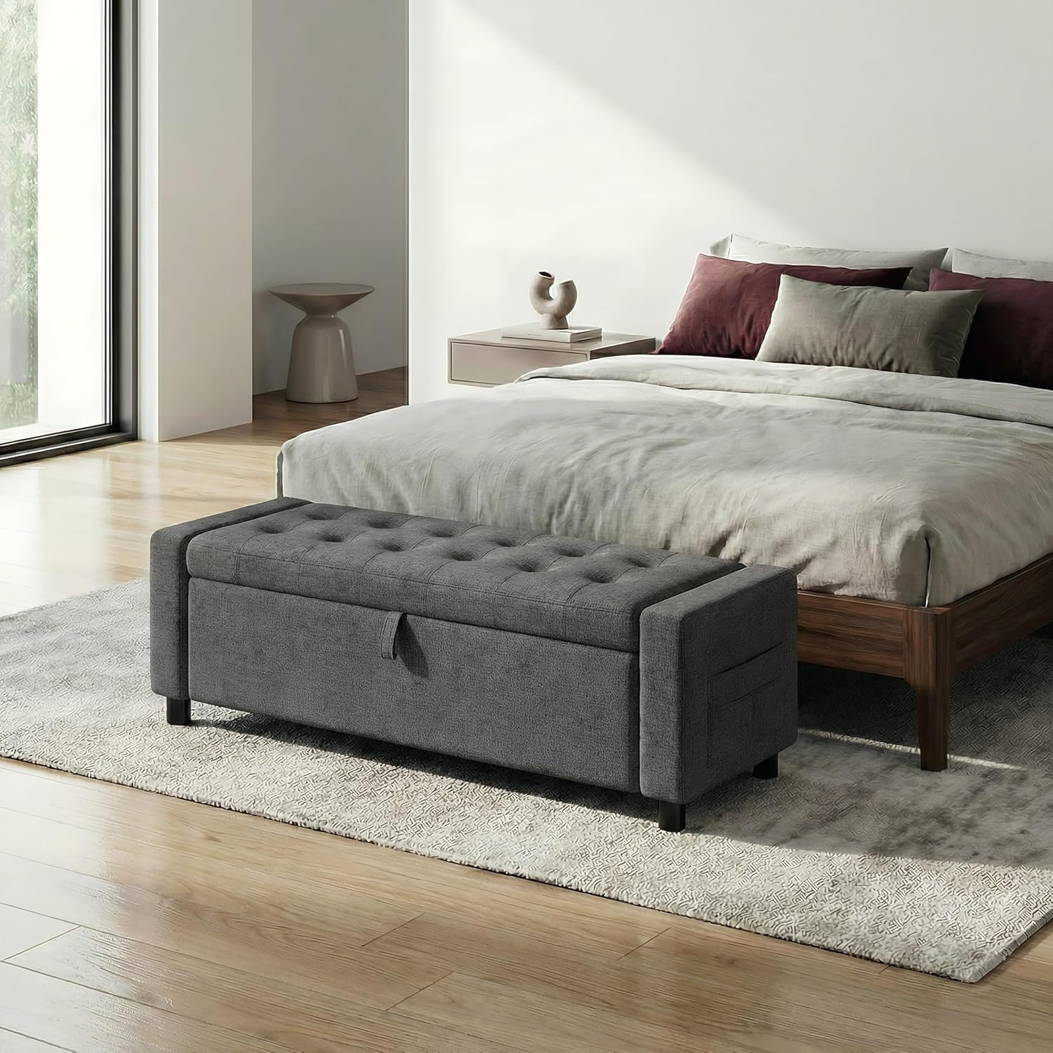 Amada 46" Ottoman with Storage,Storage Ottoman Bench with Safety Hinge, Hidden C