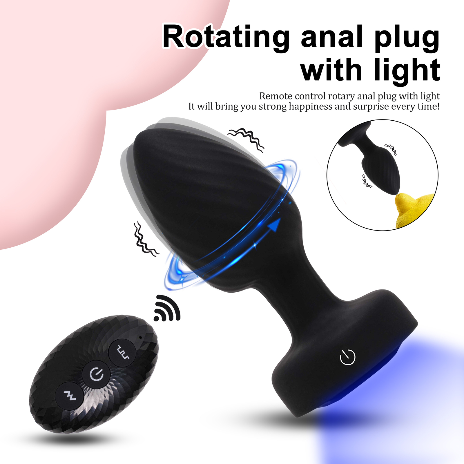 360° Rotation Vibrating Butt Plug Prostate Massager with LED Anus SexToy for Man