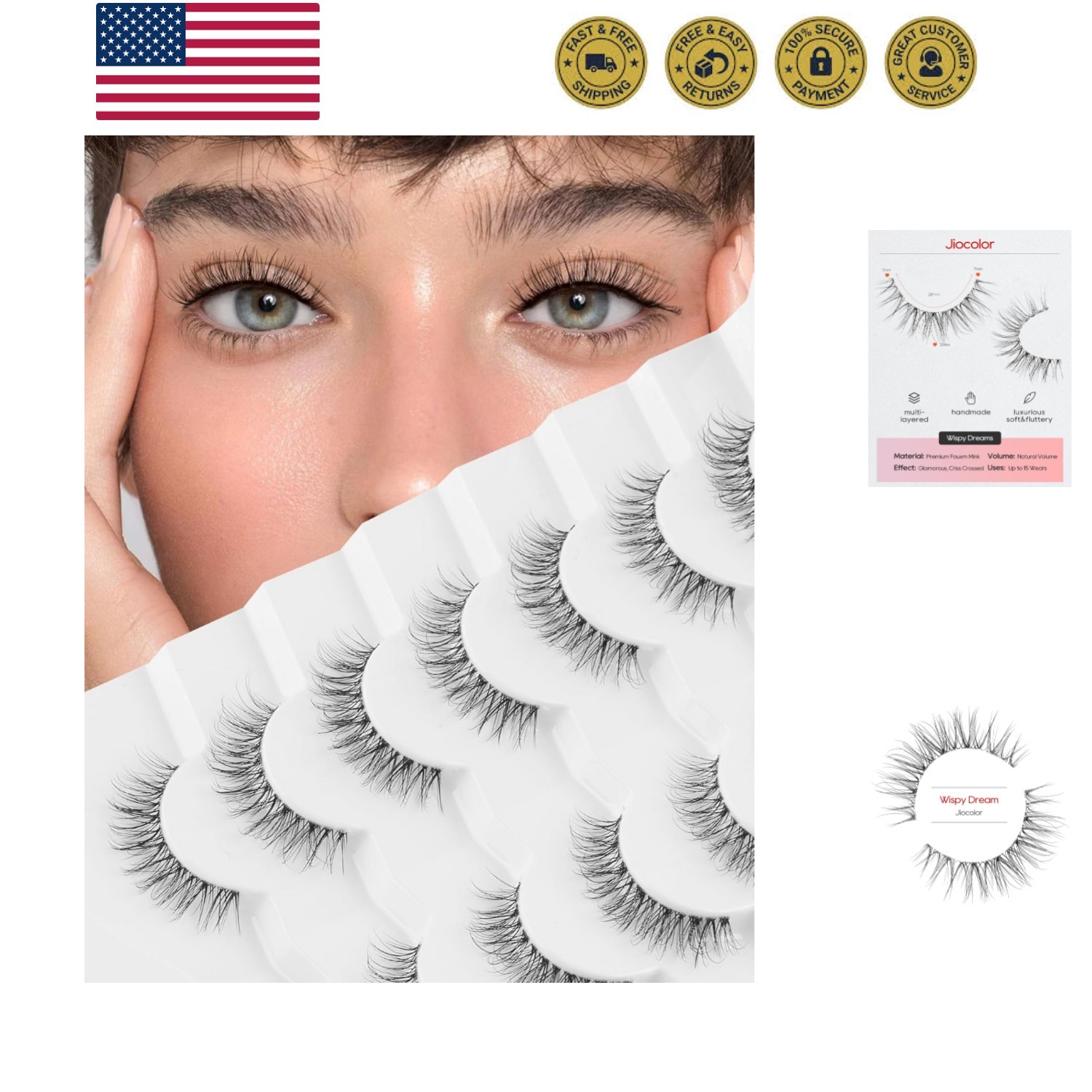 Natural False Eyelashes Clear Band Lashes Natural Look Wispy Faux Mink Lashes...