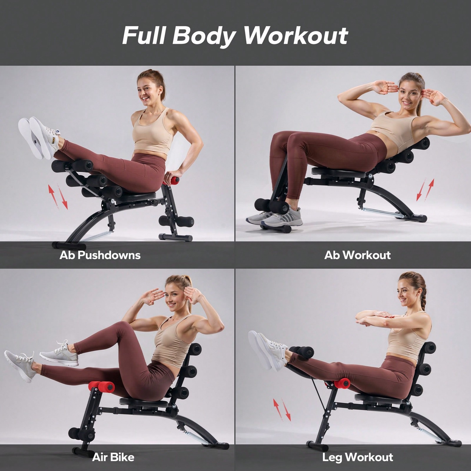 MERACH Ab Machine, Multi-Functional Adjustable Ab Trainer, Ab Workout Bench-FGQA