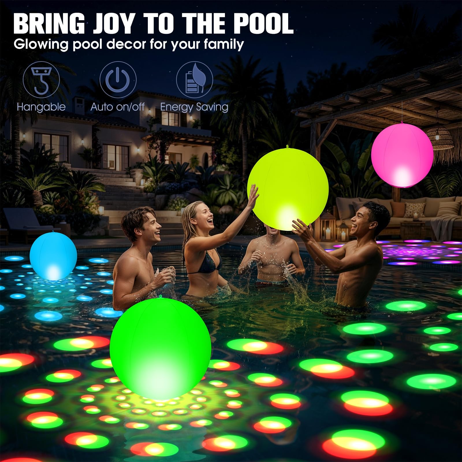 Lanpool Floating Pool Lights 15 Inflatable Solar Powered Pool Lights That
