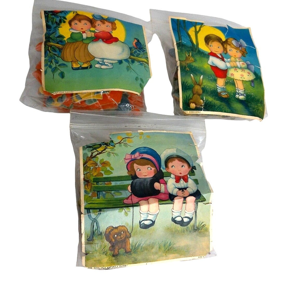 Vintage Child Illustration Ephemera Lot 3 Puzzles for Junk Journaling & Crafts