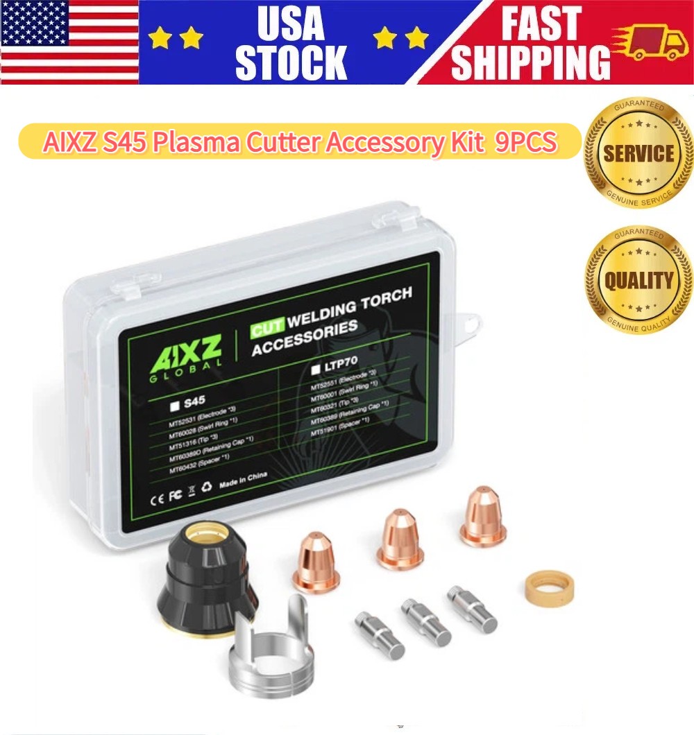 9 PCS AIXZ S45 Plasma Cutter Accessory Kit for Most Low-Frequency Welding Torch