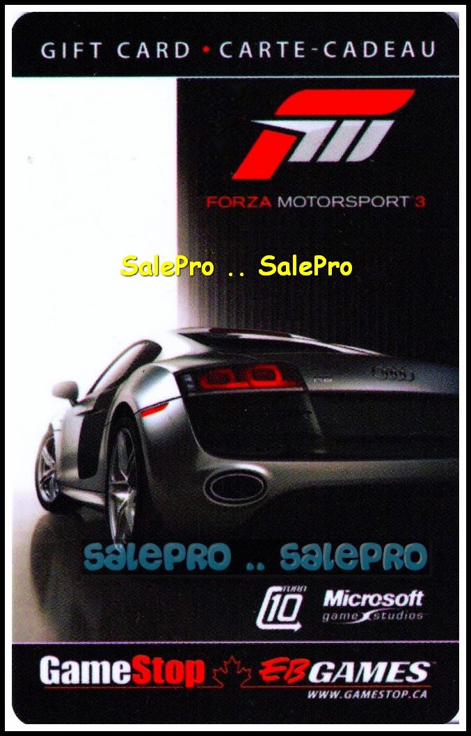 EB GAMES GAMESTOP MICROSOFT FORZA MOTORSPORT 3 RACING RARE COLLECTIBLE GIFT CARD