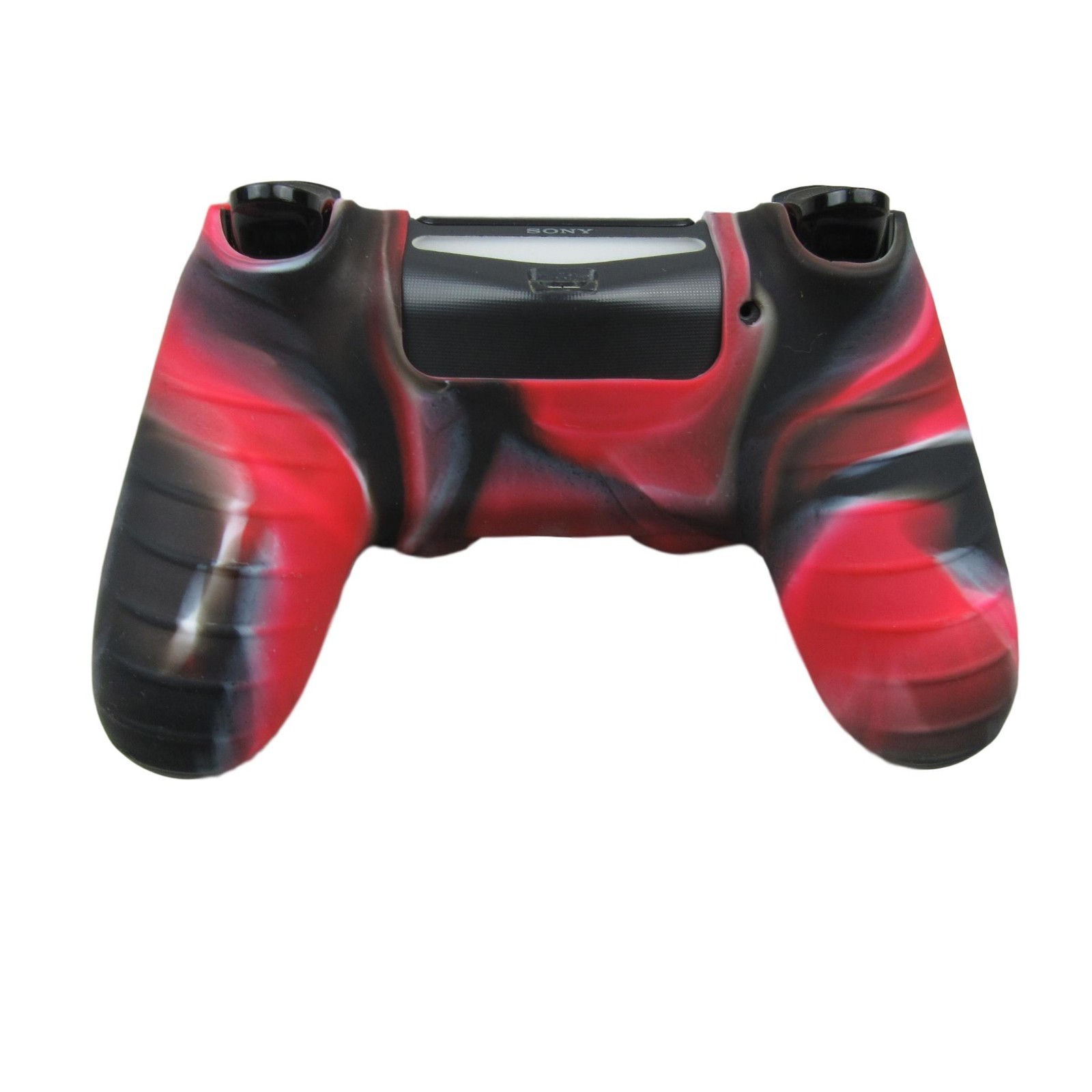 Fits PS4 Controller Silicone Grip Cover Red + (8) Multi Thumb Caps