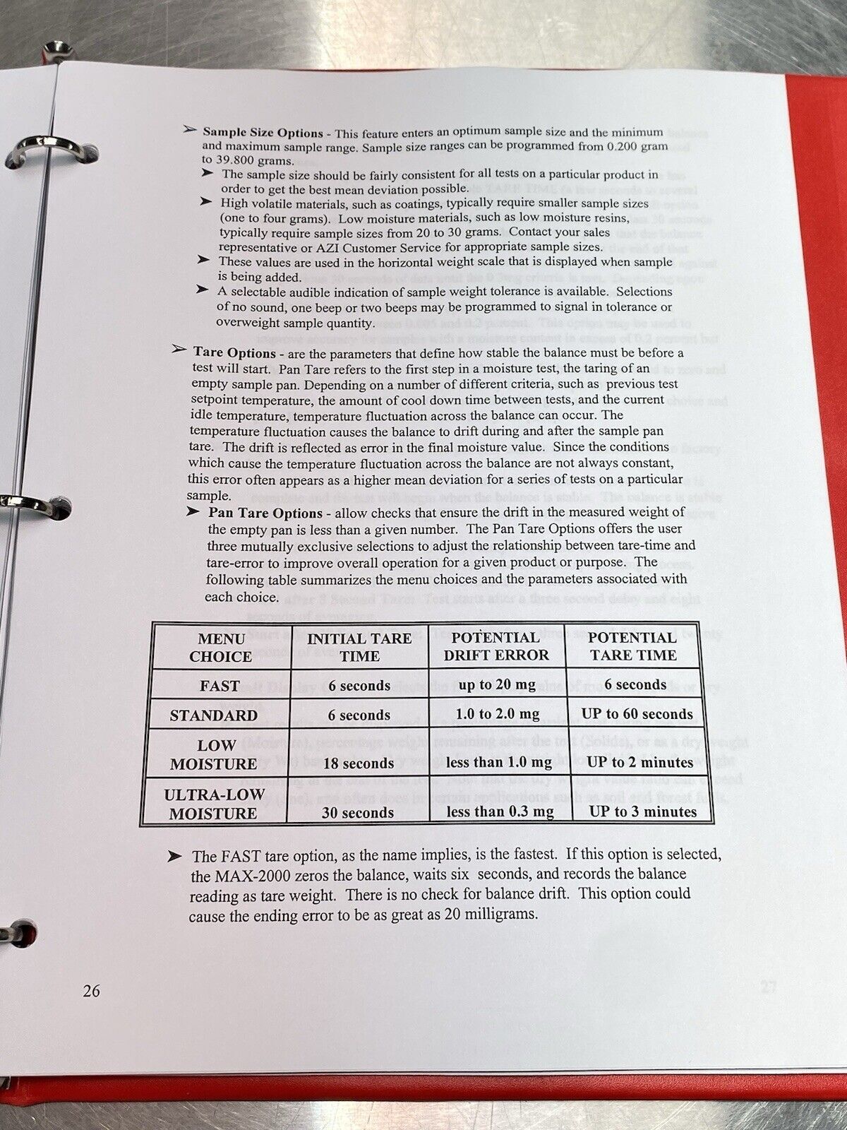 Arizona Instrument Computrac MAX-2000 Moisture Analyzer - Users Manual / Guide