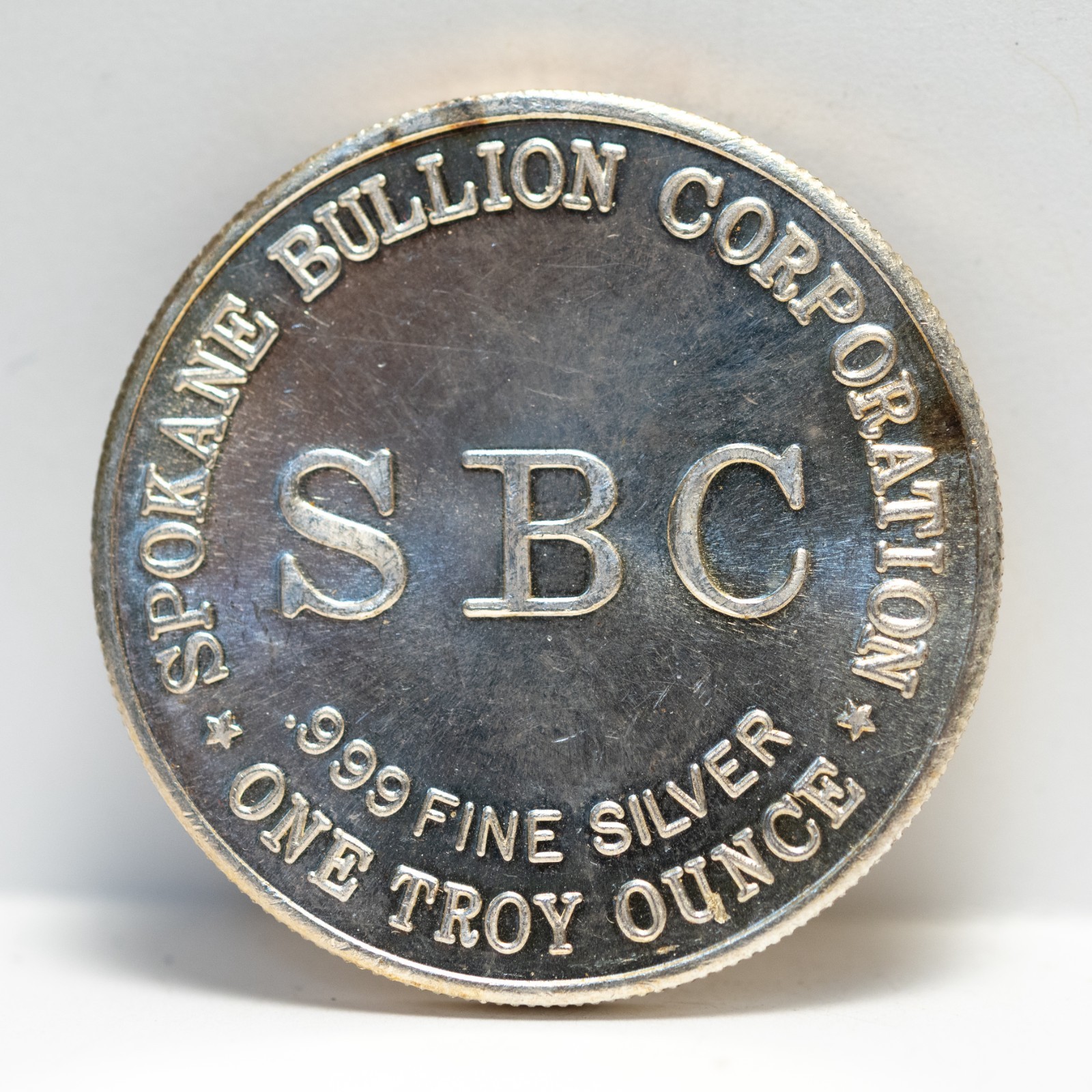 Rare Vintage Spokane Bullion Corp (SBC) 1 oz .999 Fine Silver Round Hard to Find