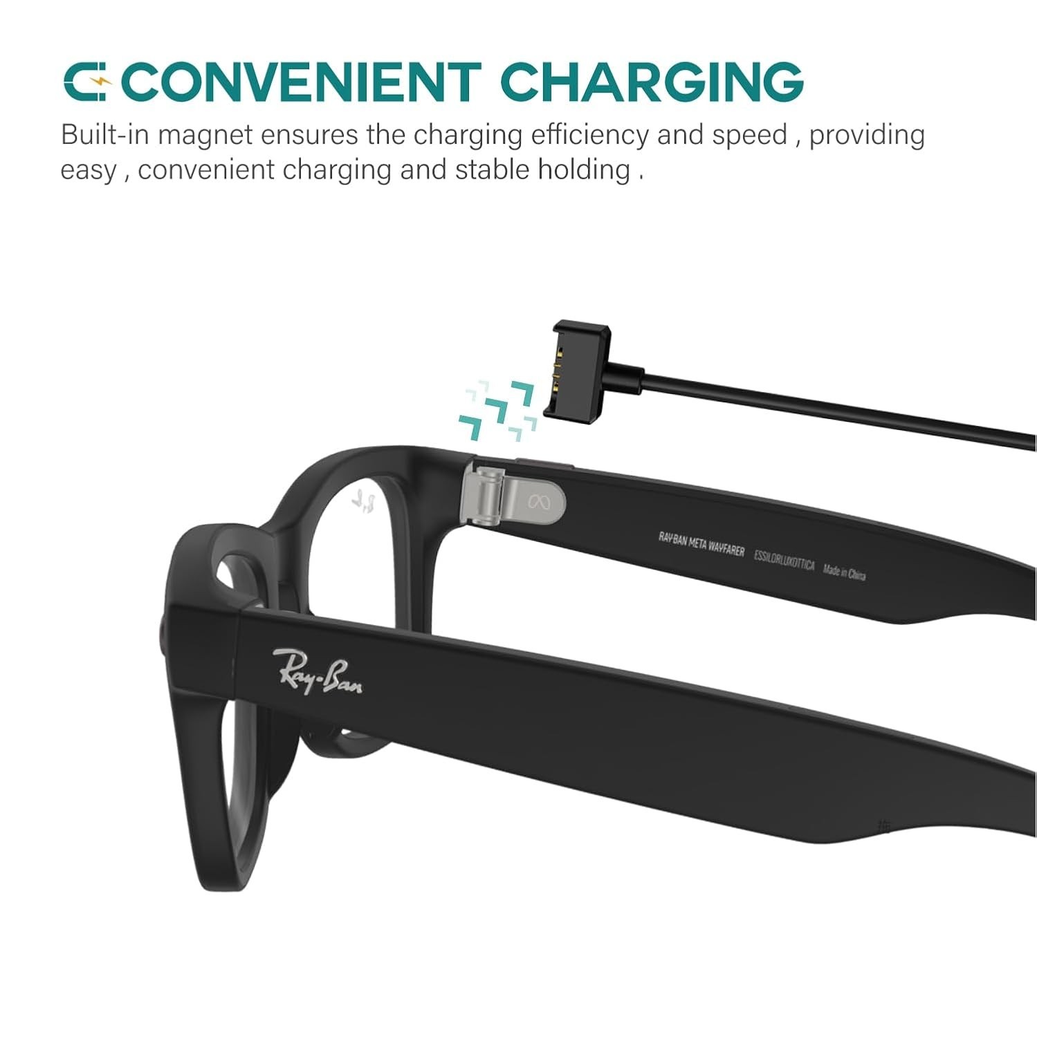 Charger Cable Compatible with Ray-Ban Stories Smart Glasses - 1M