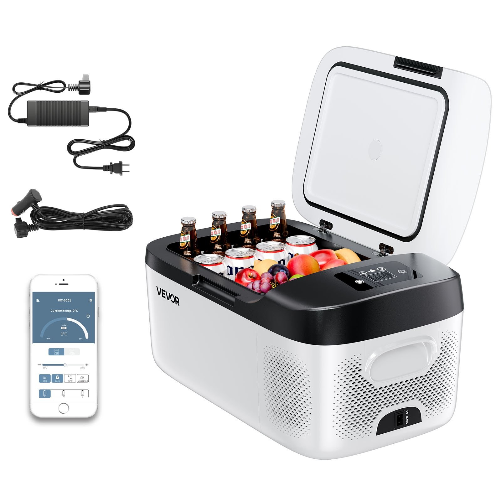Car Refrigerator, DC 12/24V AC100-240V Compressor Electric Cooler, -4°F to 68°F