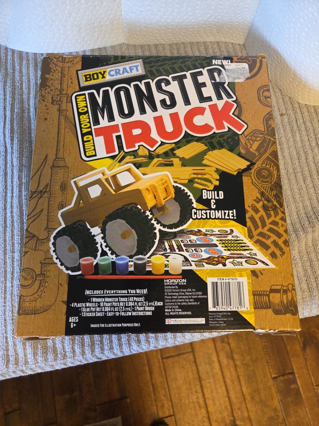 Boy Craft Monster Truck Building Kit 40 Pieces Paint Play. Gently Used In Box