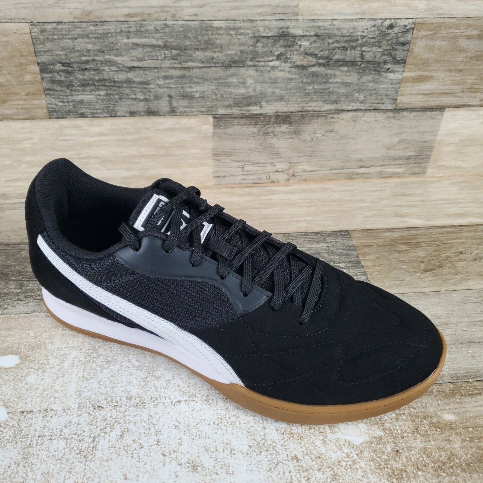 Puma King Top Mens Indoor Soccer Shoes Sz 11.5 Black White Lace-Up Cleats