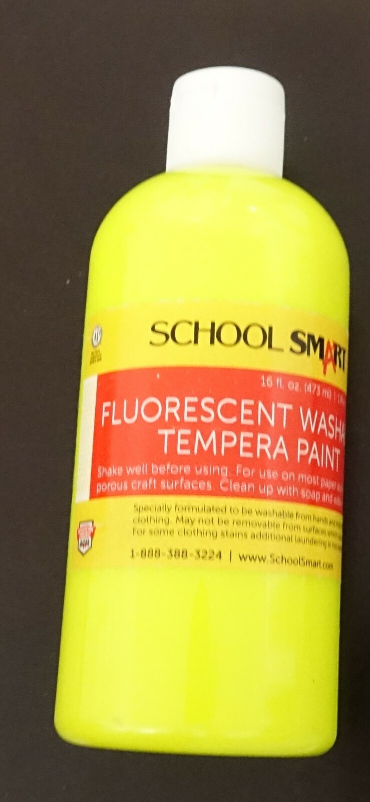 School Smart Washable Tempera Paint - Pint - yellow