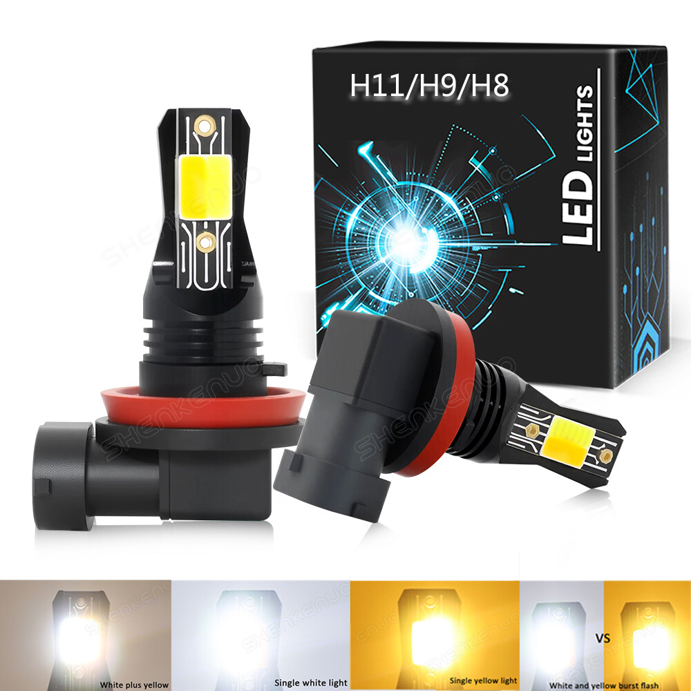 2X Switchback Strobe Flash LED Fog Driving Light Bulbs DRL H11 H8 H9 Replacement