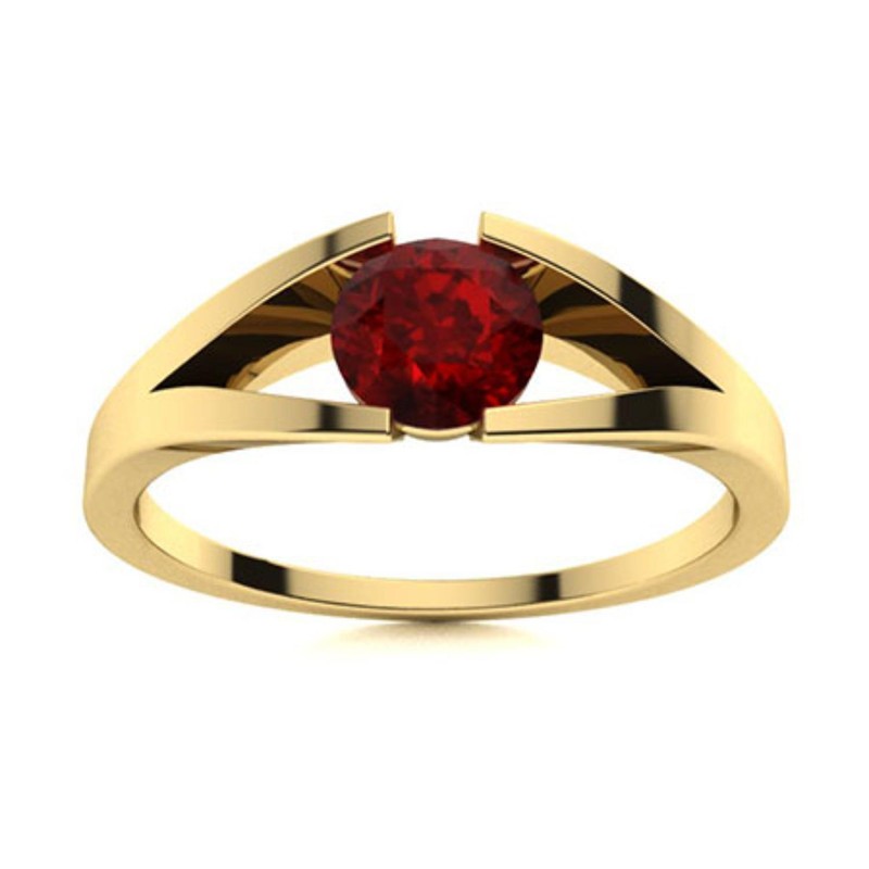 Round Garnet Stone Engagement Solitaire Ring Jewelry 925 Sterling Silver