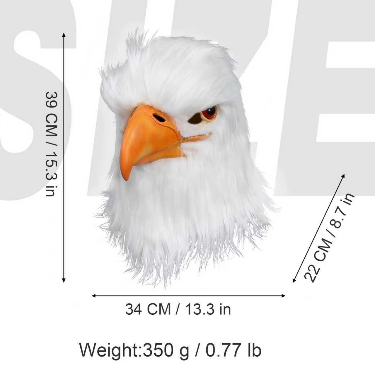 MOKRY PARTY White Eagle Head Mask Animal Bird Large,