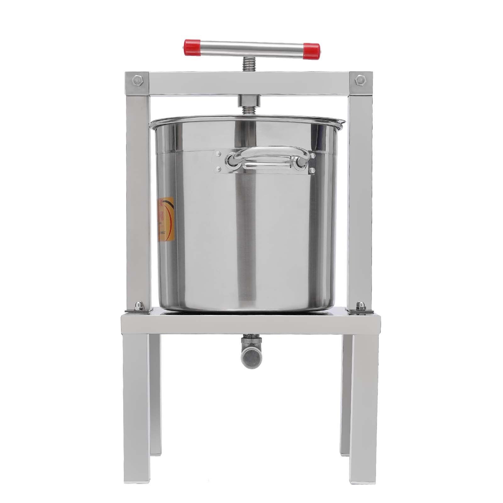 Grape Press 3.5 Gallon Stainless Steel Fruit Wine Press with Height Adjustable